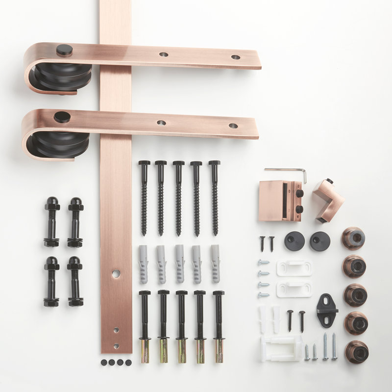 Renin Bent Strap Flat Track Standard Single Barn Door Hardware Kit